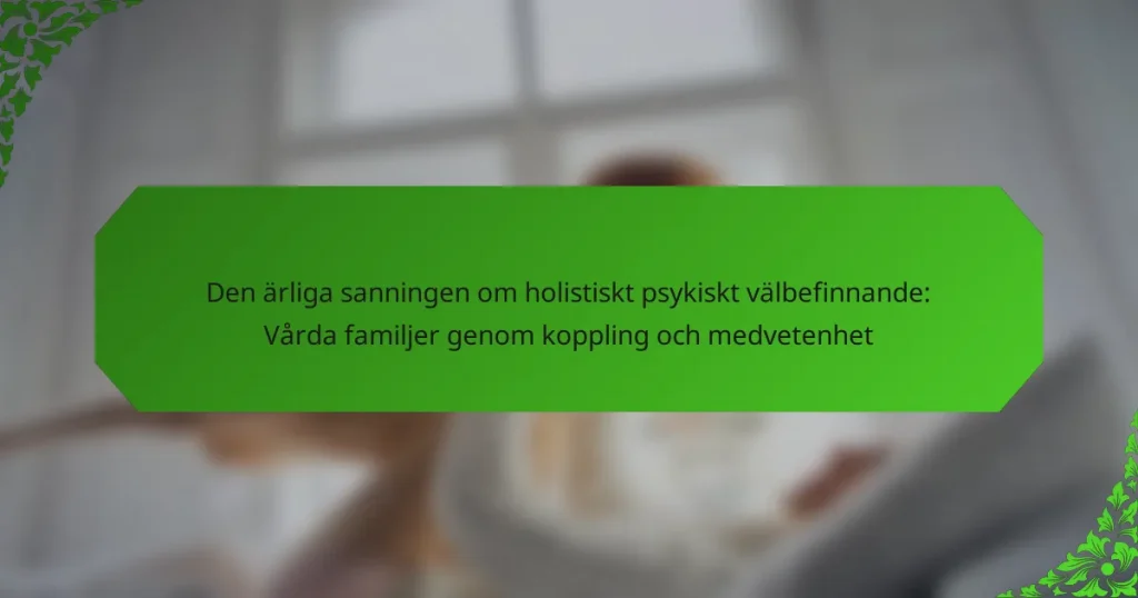 Den ärliga sanningen om holistiskt psykiskt välbefinnande: Vårda familjer genom koppling och medvetenhet