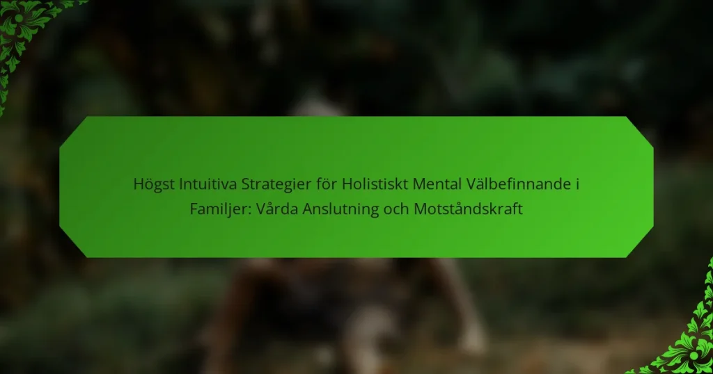 Högst Intuitiva Strategier för Holistiskt Mental Välbefinnande i Familjer: Vårda Anslutning och Motståndskraft