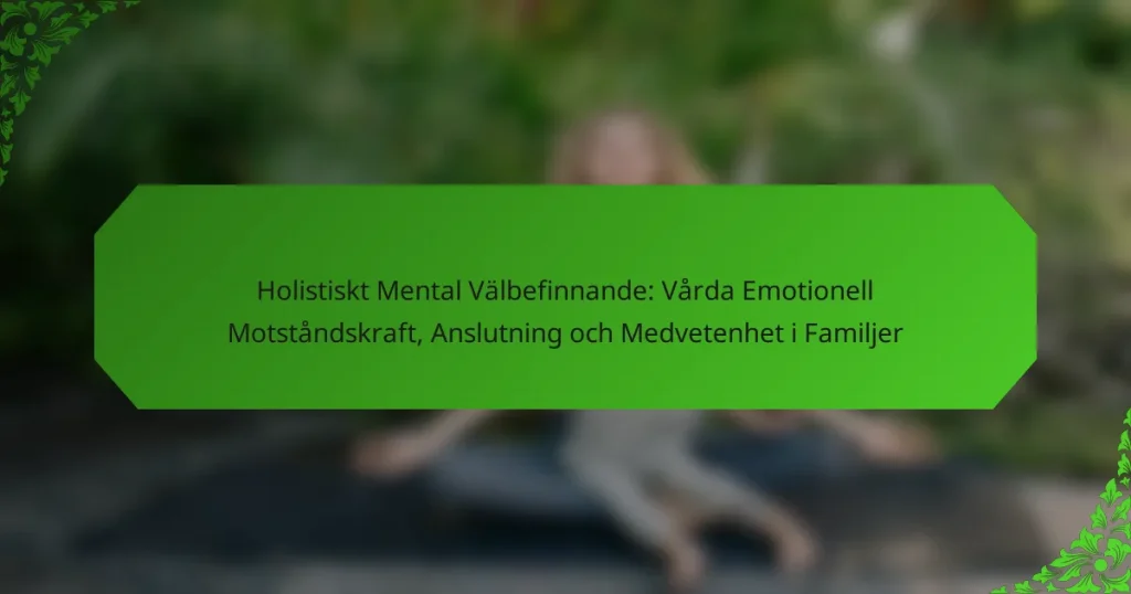 Holistiskt Mental Välbefinnande: Vårda Emotionell Motståndskraft, Anslutning och Medvetenhet i Familjer