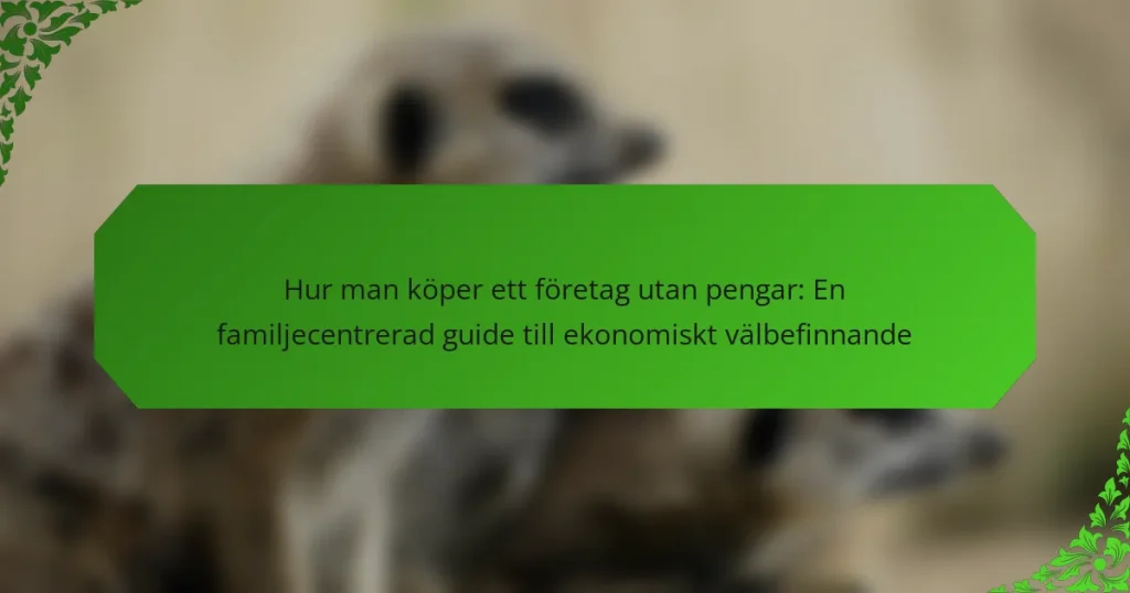 Hur man köper ett företag utan pengar: En familjecentrerad guide till ekonomiskt välbefinnande