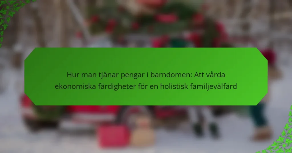 Hur man tjänar pengar i barndomen: Att vårda ekonomiska färdigheter för en holistisk familjevälfärd