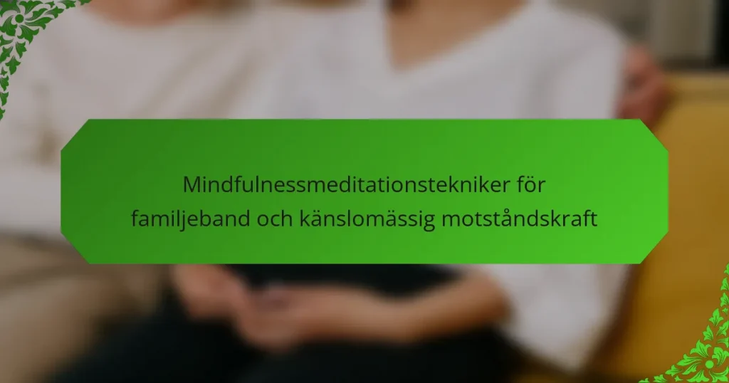 Mindfulnessmeditationstekniker för familjeband och känslomässig motståndskraft