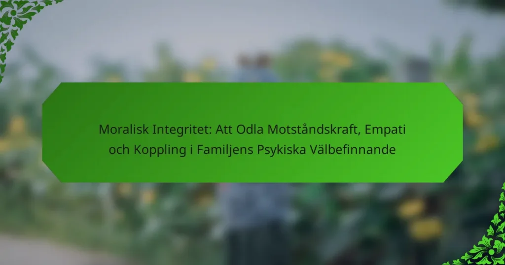 Moralisk Integritet: Att Odla Motståndskraft, Empati och Koppling i Familjens Psykiska Välbefinnande