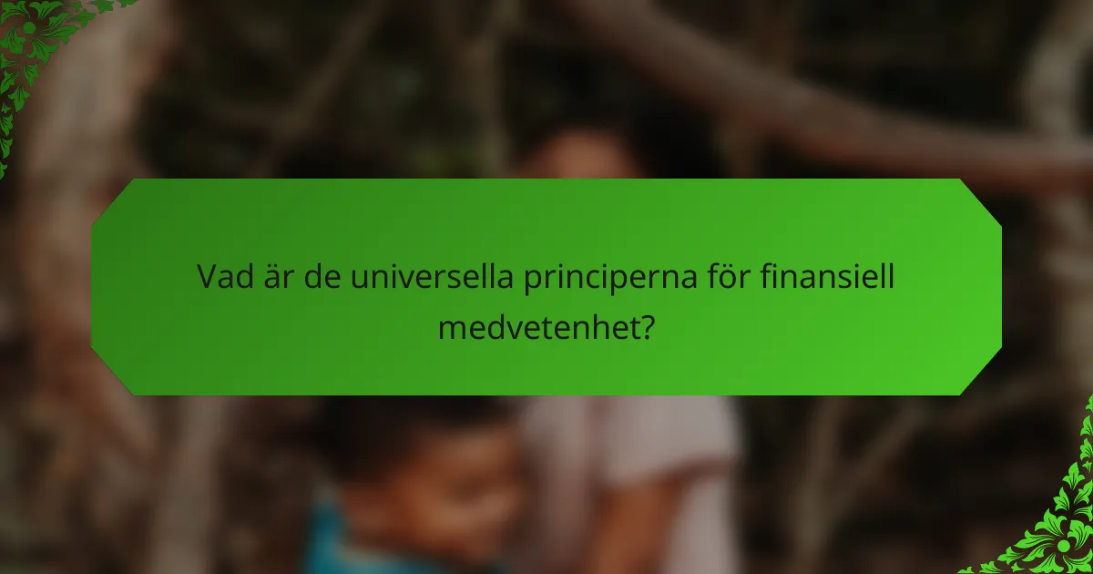 Vad är de universella principerna för finansiell medvetenhet?