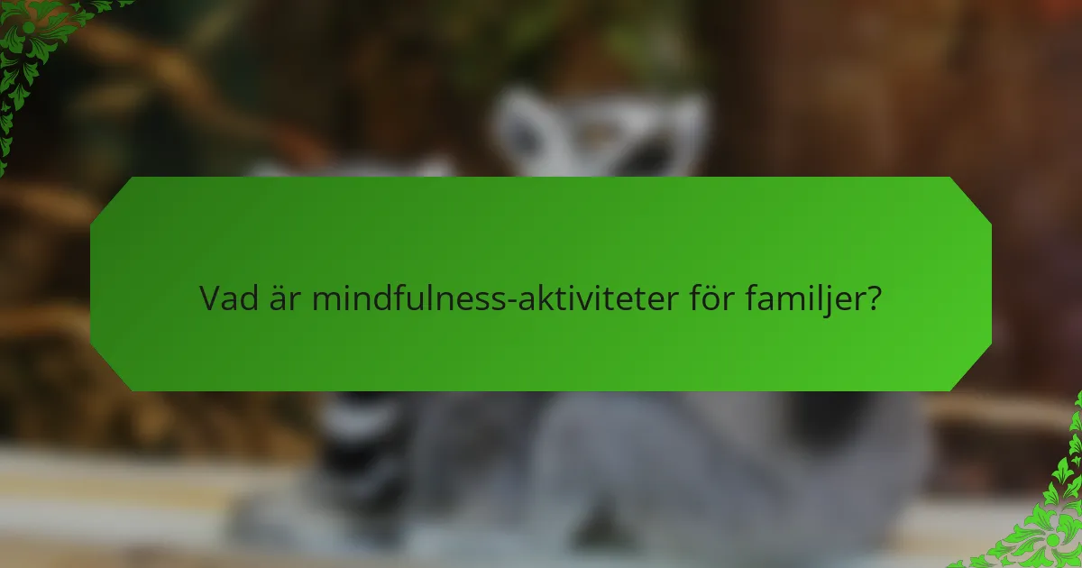Vad är mindfulness-aktiviteter för familjer?