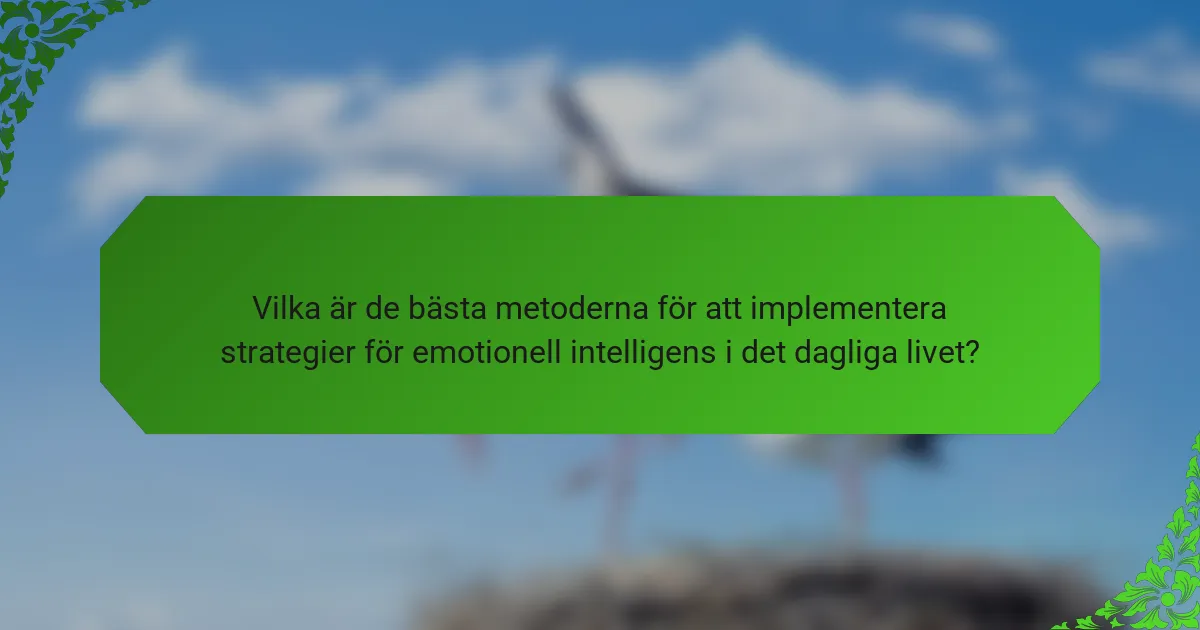 Vilka är de bästa metoderna för att implementera strategier för emotionell intelligens i det dagliga livet?