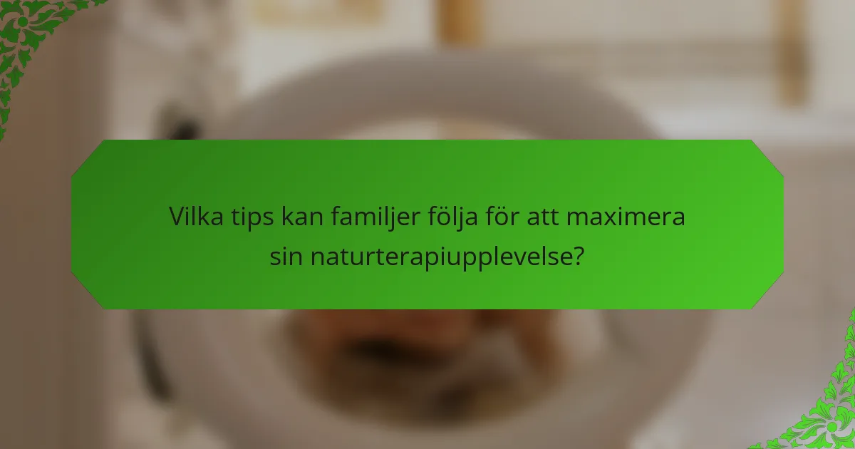 Vilka tips kan familjer följa för att maximera sin naturterapiupplevelse?