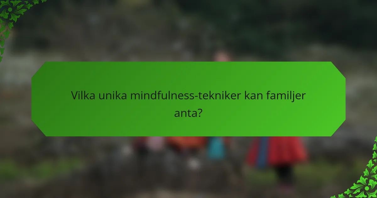 Vilka unika mindfulness-tekniker kan familjer anta?